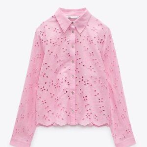 ZARA PERFORATED EMBROIDERY SHIRT SIZE XS 7521 024 620